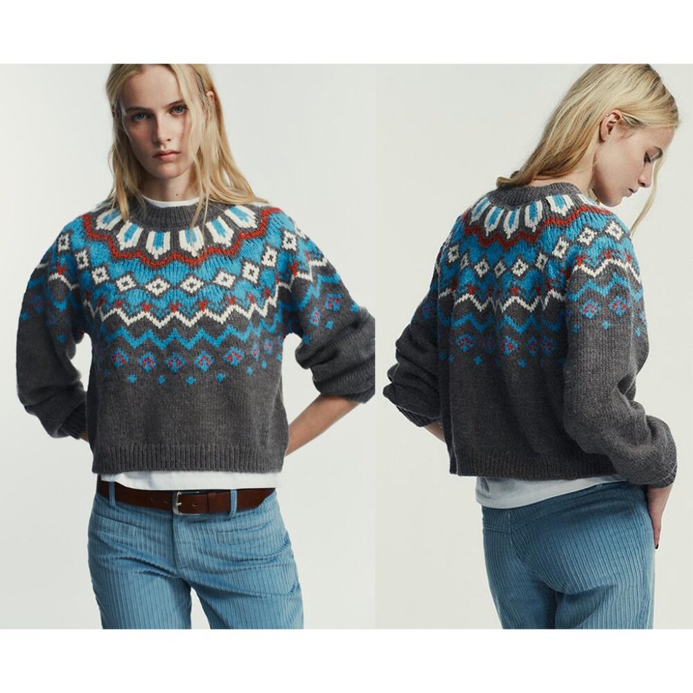 NEW ZARA Jacquard Knit Jumper 9874 size S